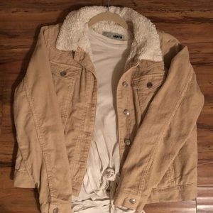Topshop Corduroy Sherpa Collar Moto Jacket 8